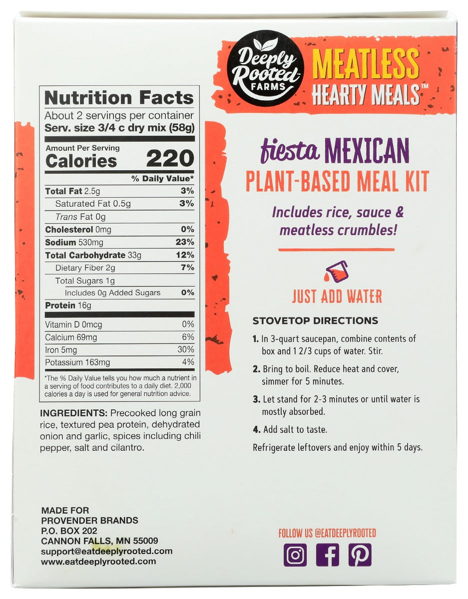 Deeply Rooted: Hearty Meals Fiesta Mexican Rice Bowl, 4.1 Oz