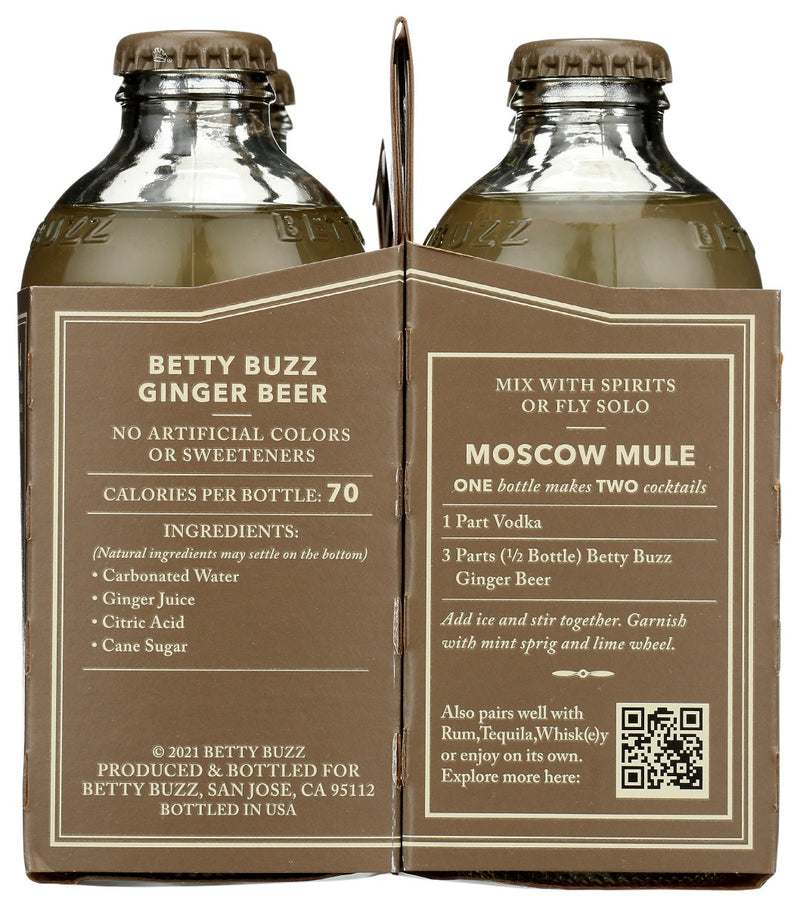 Betty Buzz: Ginger Beer Cocktail Mixer 4 Pack, 36 Fo