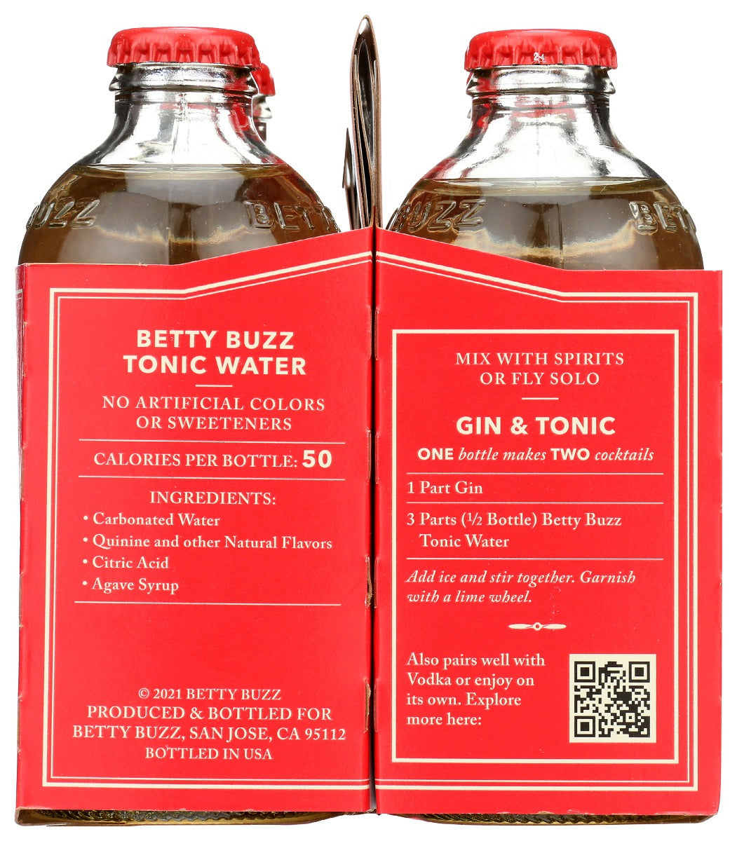 Betty Buzz: Tonic Water Cocktail Mixer 4 Pack, 36 Fo