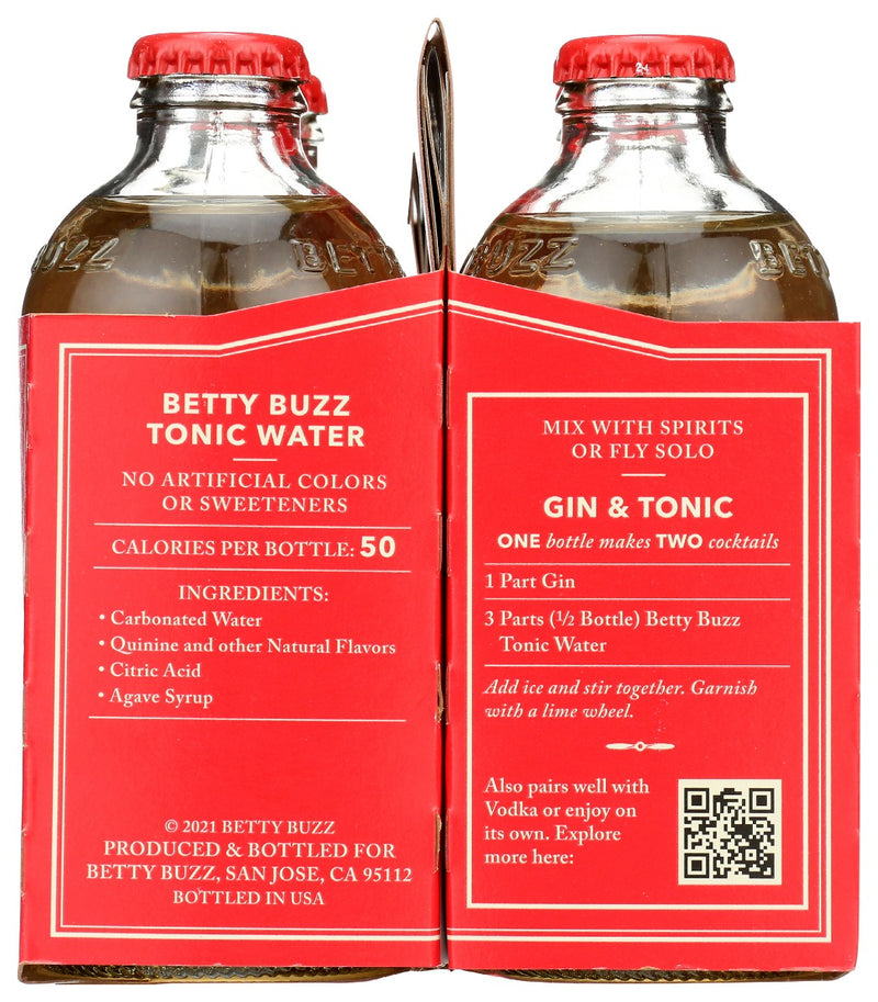 Betty Buzz: Tonic Water Cocktail Mixer 4 Pack, 36 Fo