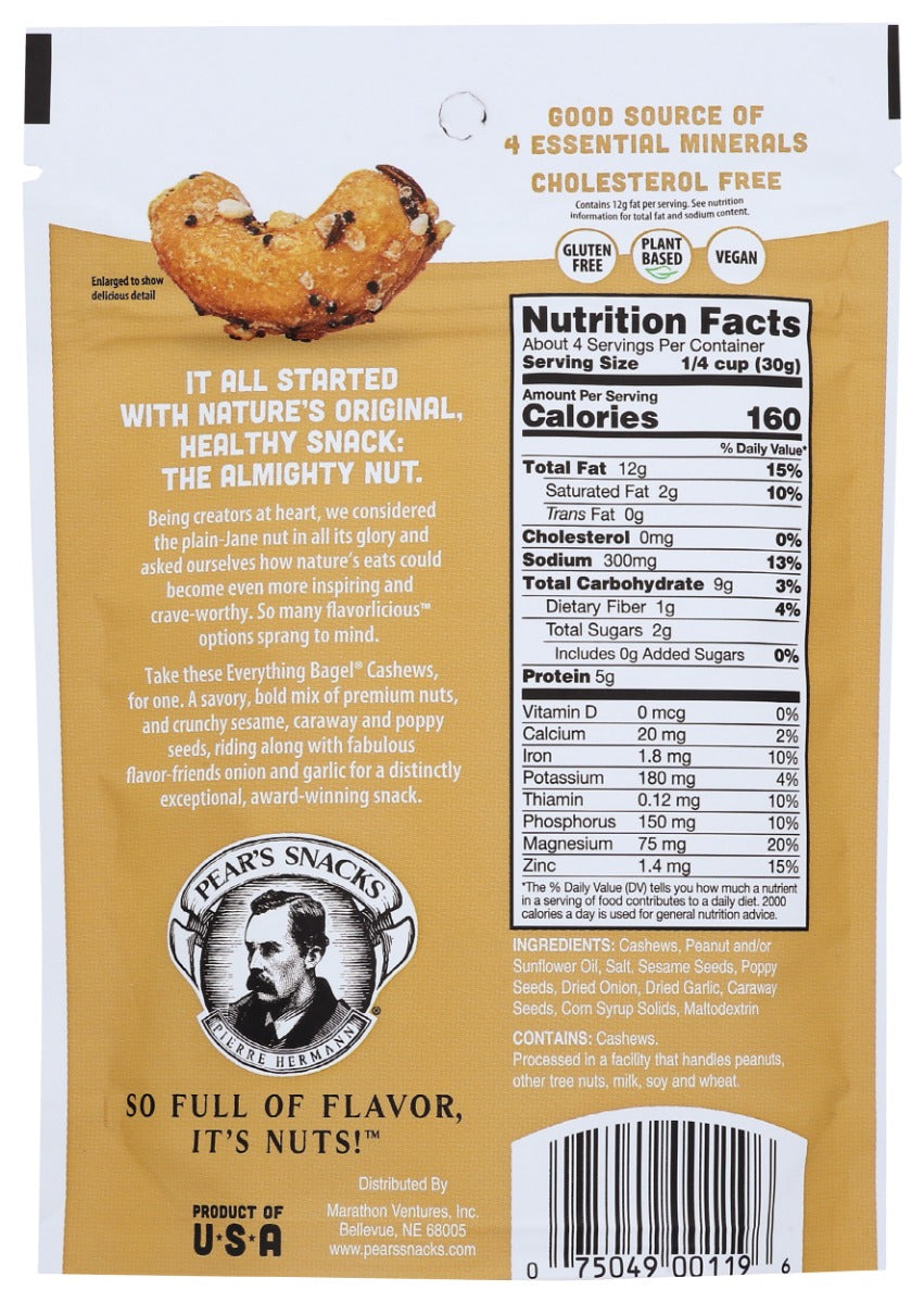 Pears Snacks: Cashews Everything Bagel, 4 Oz