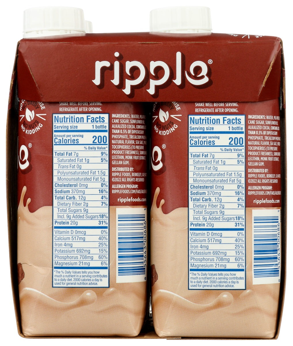 Ripple: Plant Protein Rtd 4Pk Chocolate, 44 Fo