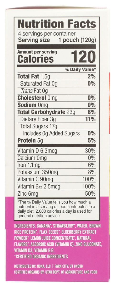 Noka: Strawberry Banana Superfood Smoothie Immunity Boost, 16.9 Oz