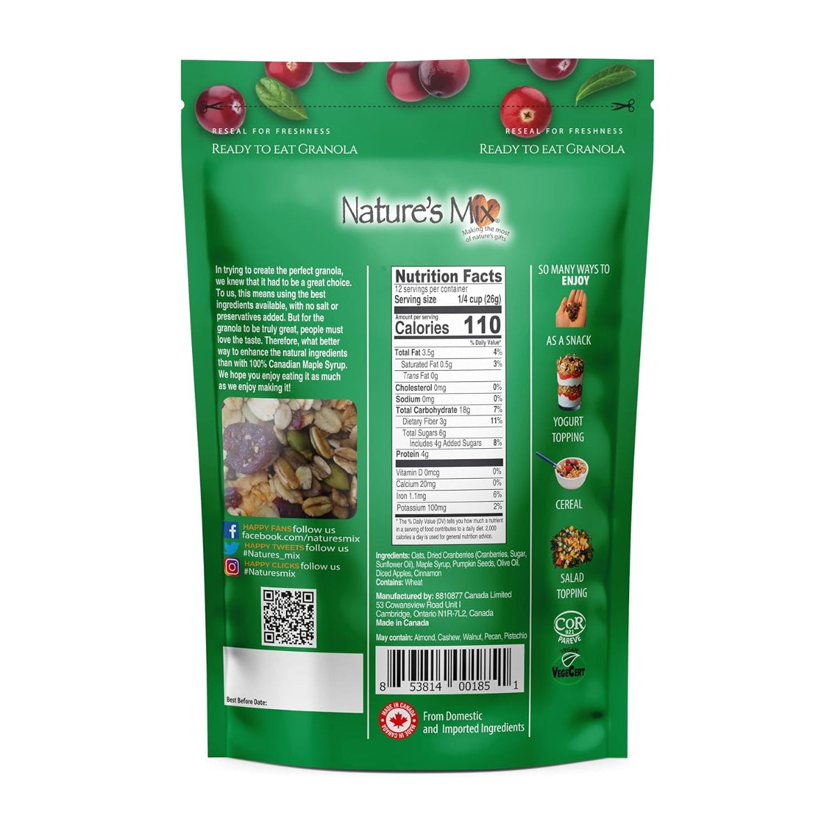 Natures Mix: Granola Apple Cranberry, 11 Oz