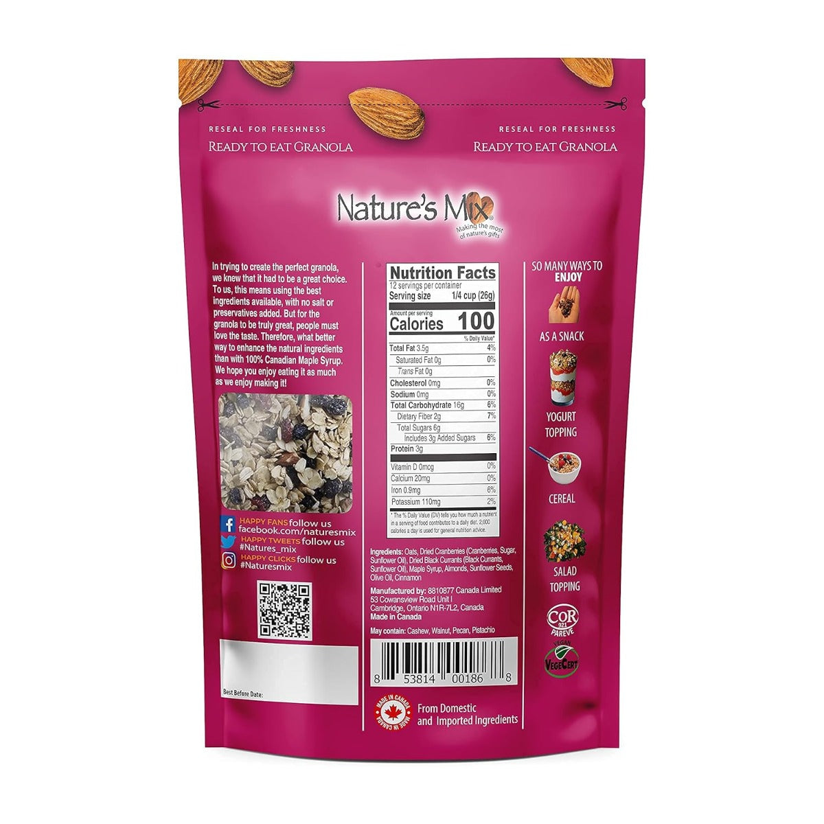 Natures Mix: Granola Cranberry Maple, 11 Oz