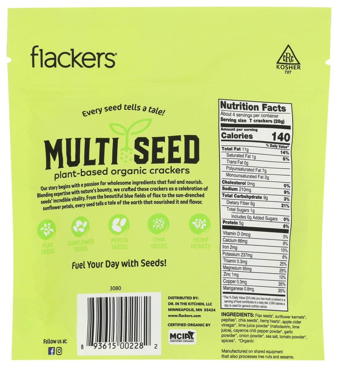 Flackers: Multi Seed Crackers Spicy Chili Lime, 4 Oz