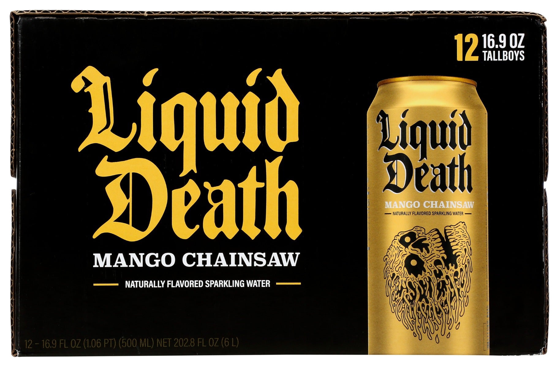 Liquid Death: Mango Chainsaw Sparkling Water 12Pk, 202.8 Fo