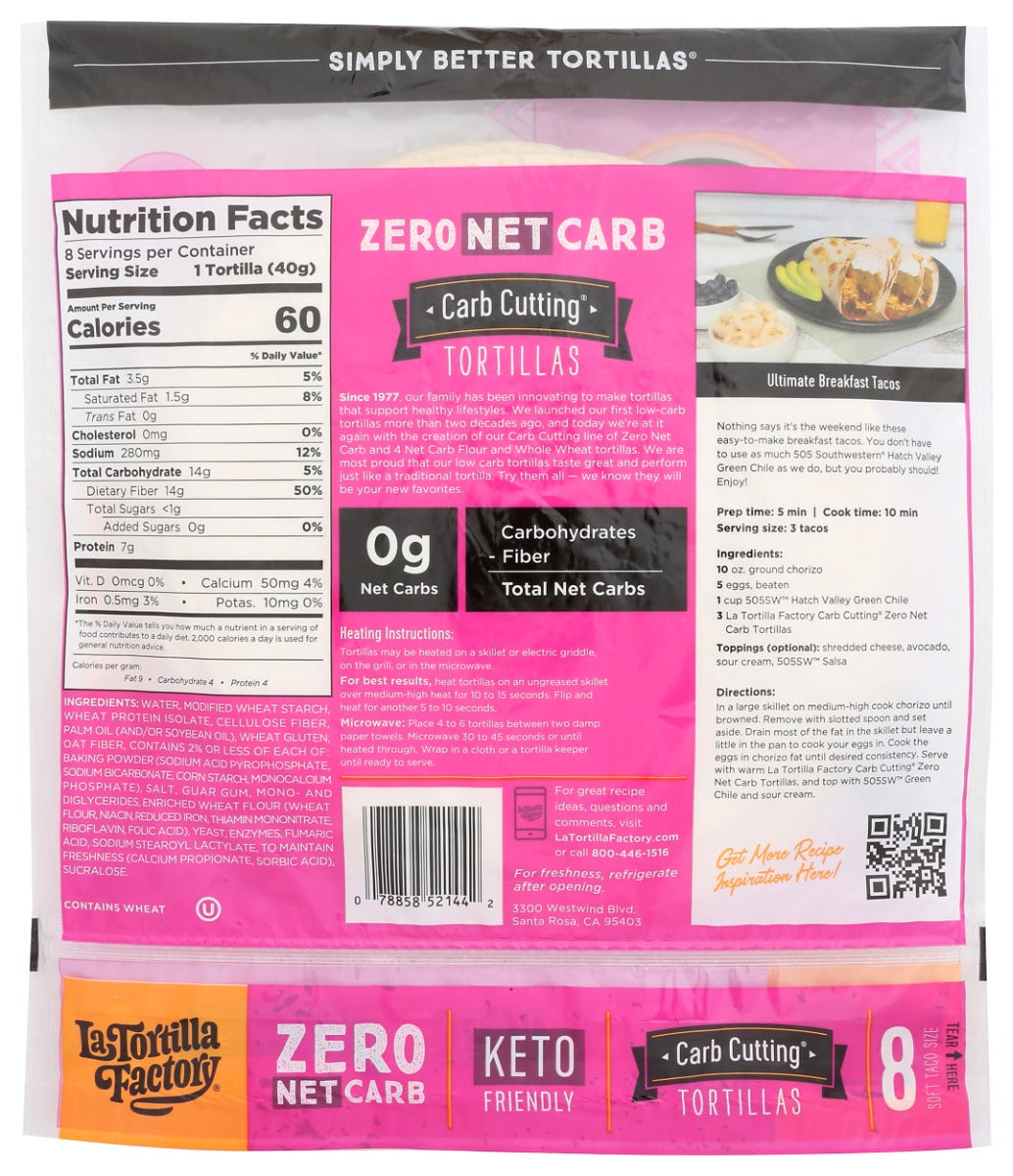 La Tortilla Factory: Carb Cutting Zero Net Tortillas, 11 Oz