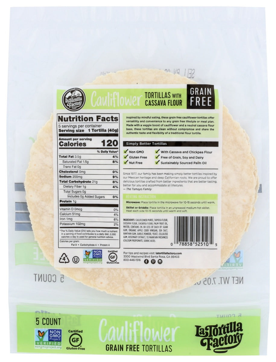 La Tortilla Factory: Cauliflower Grain Free Tortillas, 7.05 Oz