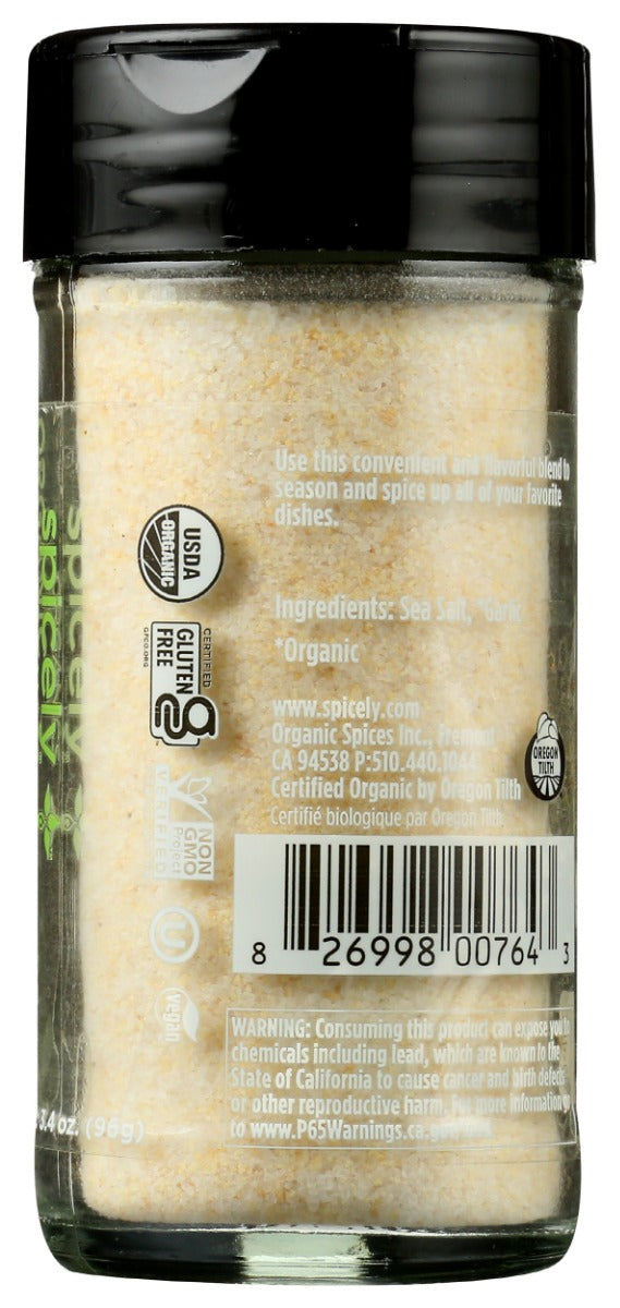 Spicely Organics: Organic Garlic Salt Seasoning, 3.4 Oz