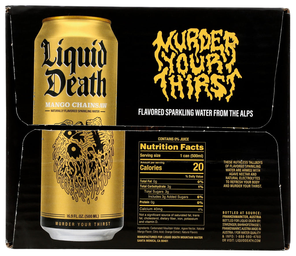 Liquid Death: Mango Chainsaw Sparkling Water 12Pk, 202.8 Fo