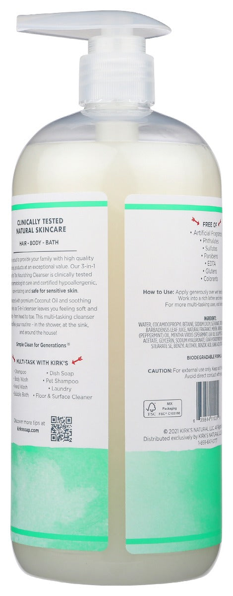 Kirks: Cleanser 3In1 Mint Eucaly, 32 Fo