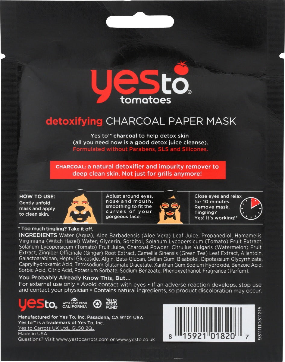 Yes To: Paper Mask Charcoal, 0.67 Fo