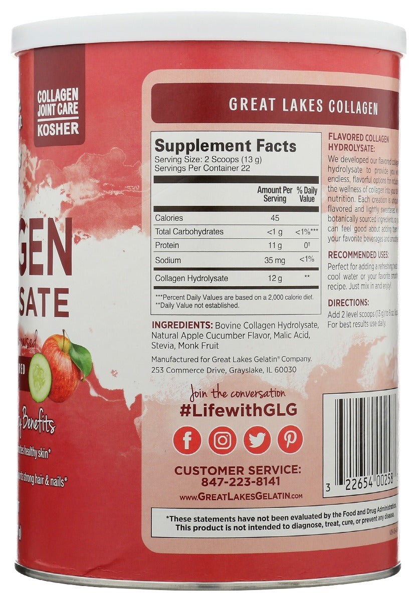 Great Lakes: Collagen Pwdr Apple Cucum, 10 Oz