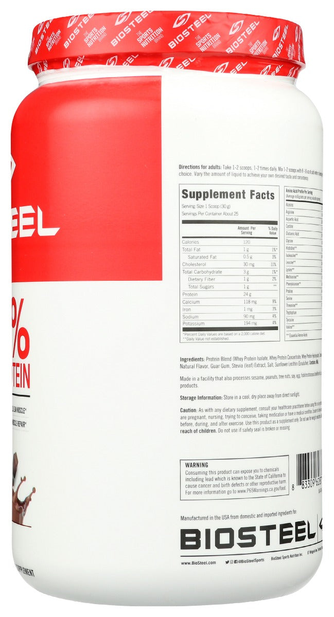 Biosteel: Whey Protein Pwdr Chocola, 26.5 Oz