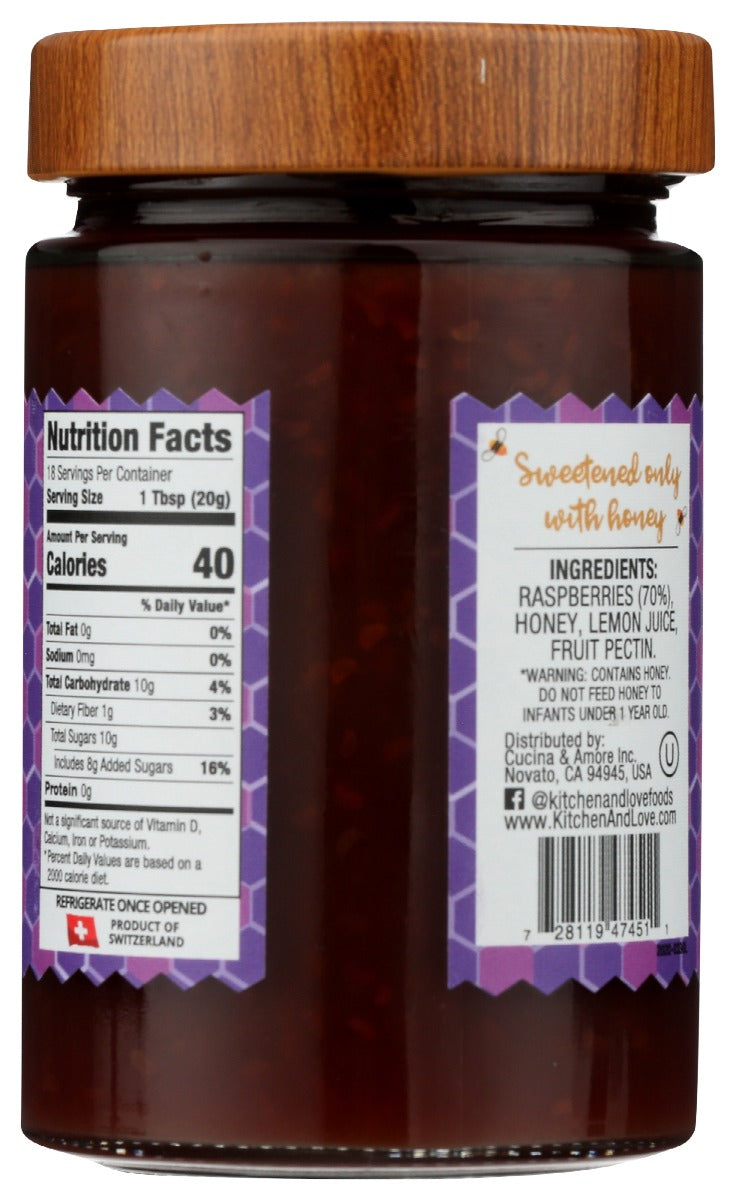 Kitchen And Love: Preserve Raspberry Honey, 12.3 Oz