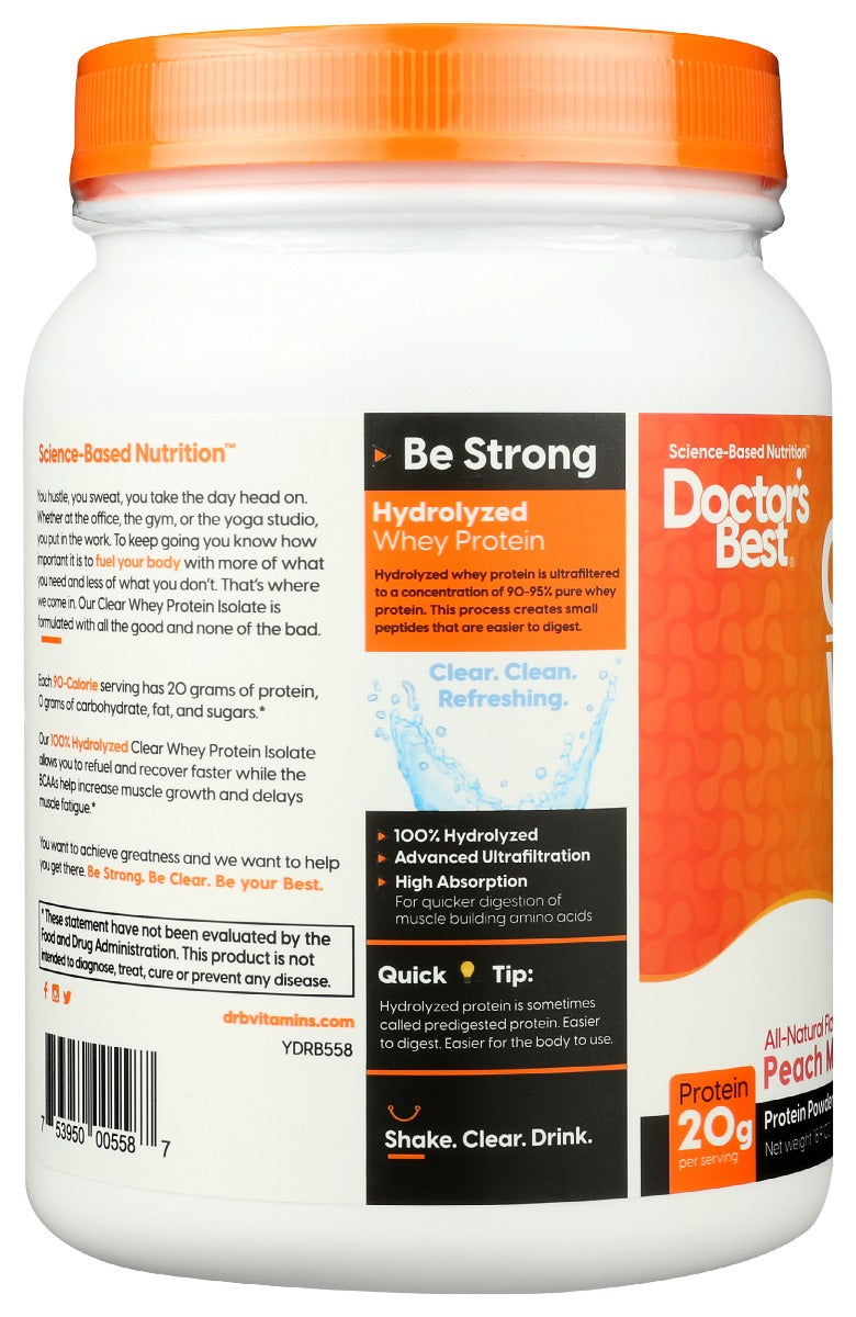 Doctors Best: Clear Whey Protein Isolate Peach Mango, 529.2 Gm