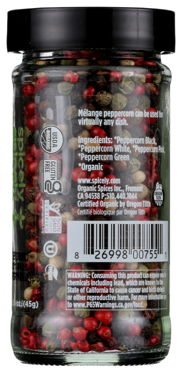 Spicely Organics: Organic Peppercorn Melange Jar, 1.6 Oz