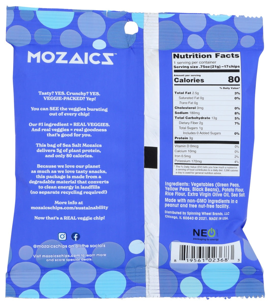 Mozaics: Sea Salt Veggie Chips Snack Size, 0.75 Oz