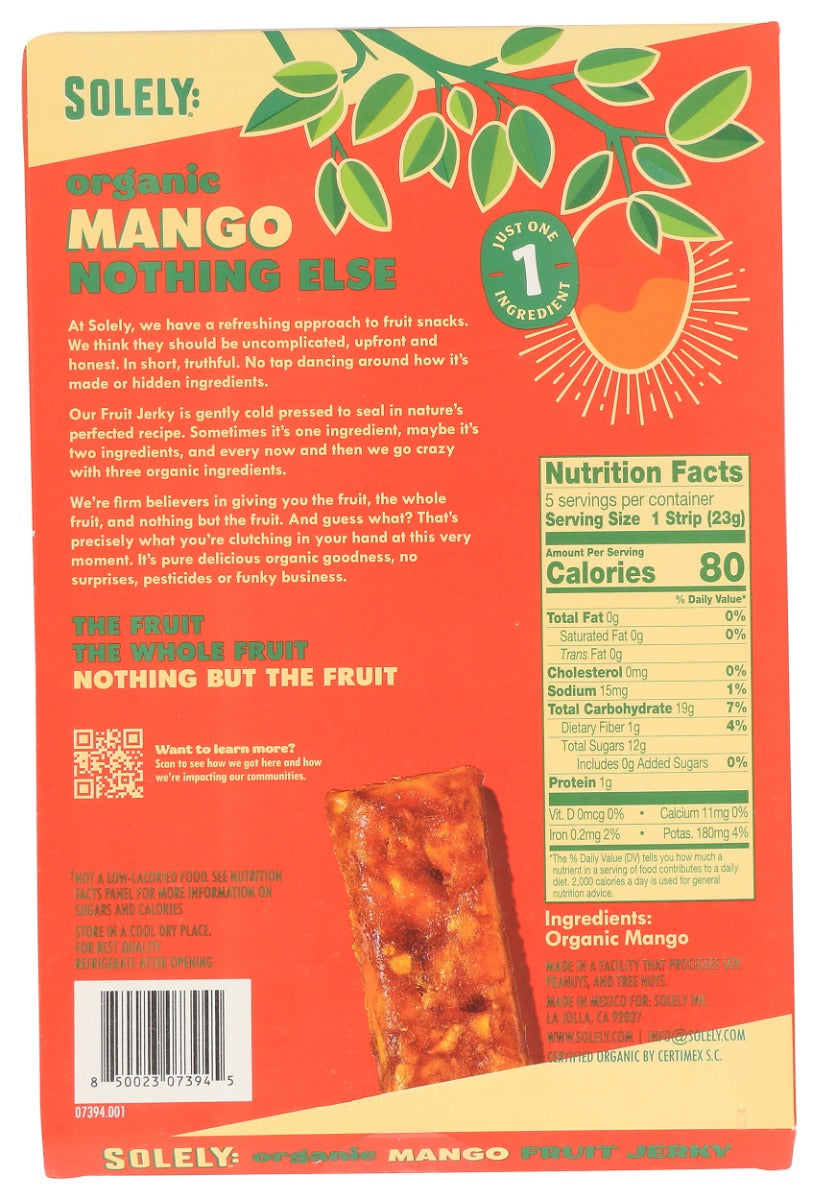 Solely: Organic Mango Fruit Jerky Multipack, 4.1 Oz