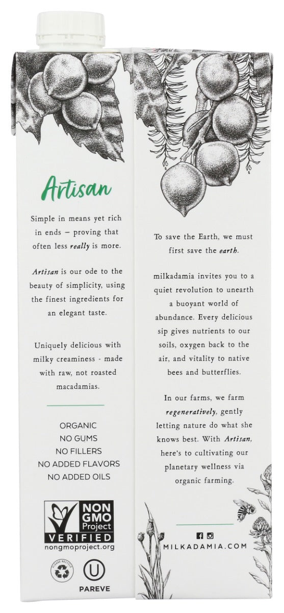 Milkadamia: Organic Artisan Macadamia Milk, 32 Fo