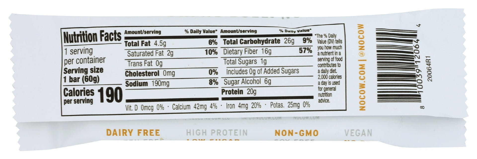 No Cow Bar: Smores Protein Bar, 2.12 Oz