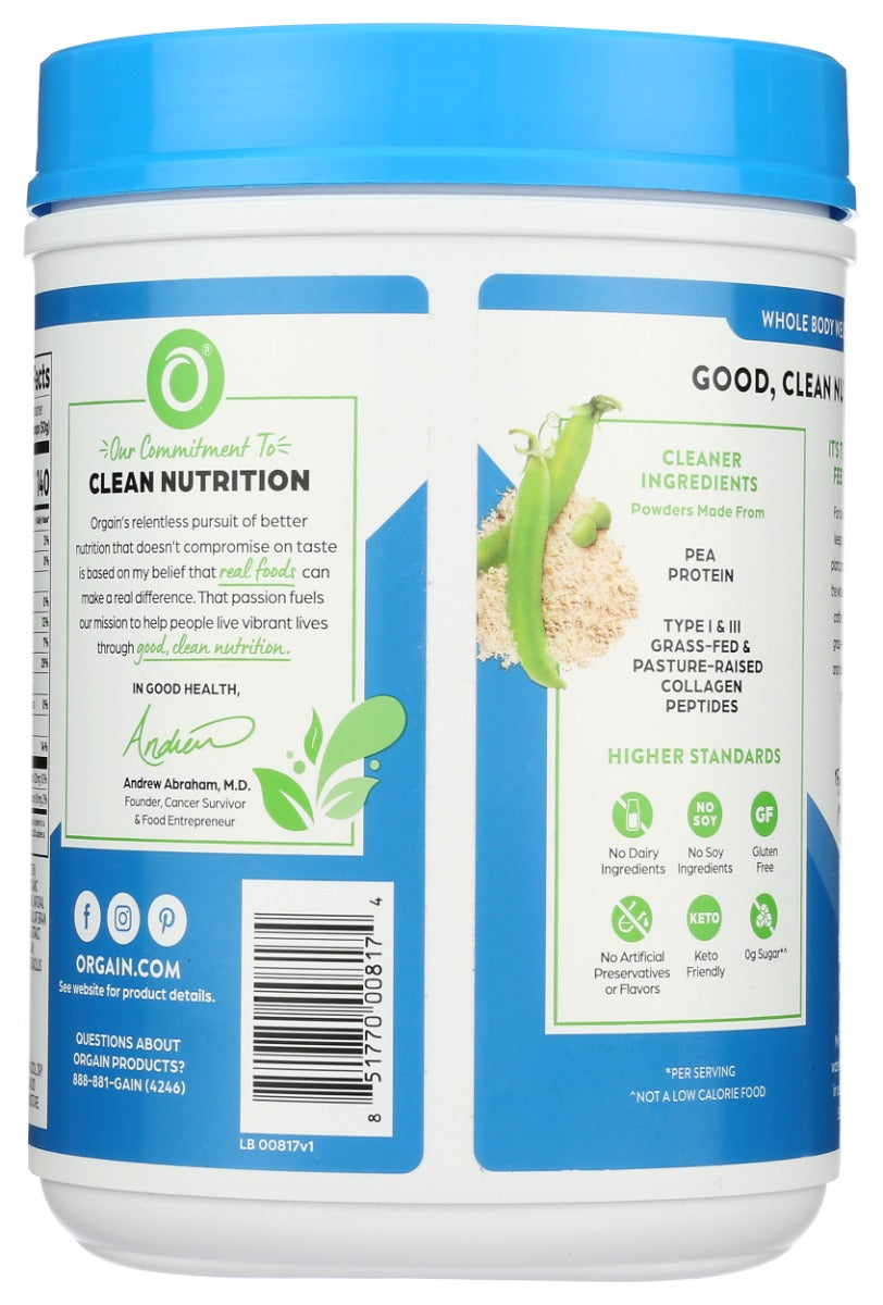 Orgain: Plant Protein Plus Collagen Vanilla, 25.6 Oz