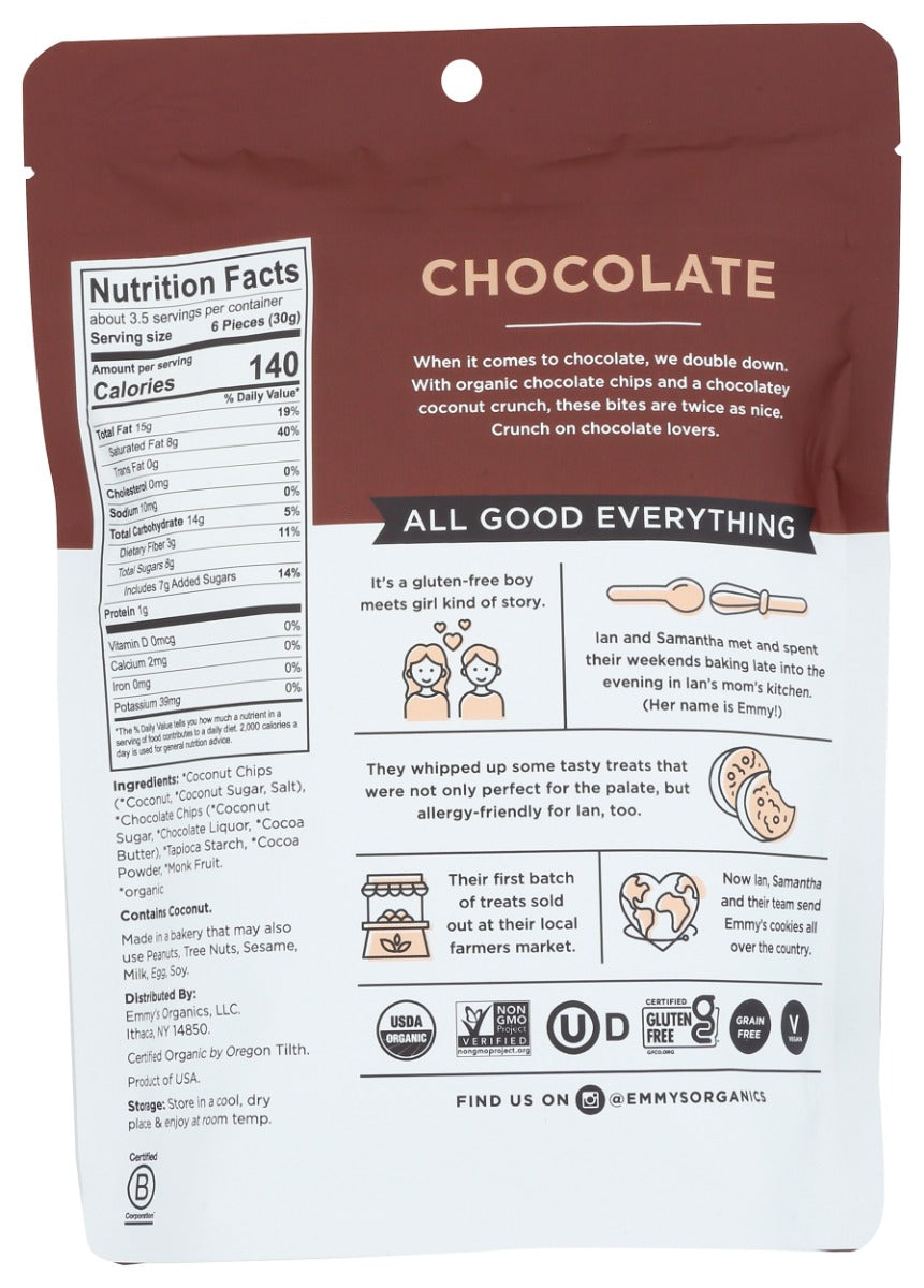 Emmys Organics: Chocolate Coconut Crunchems, 3.5 Oz