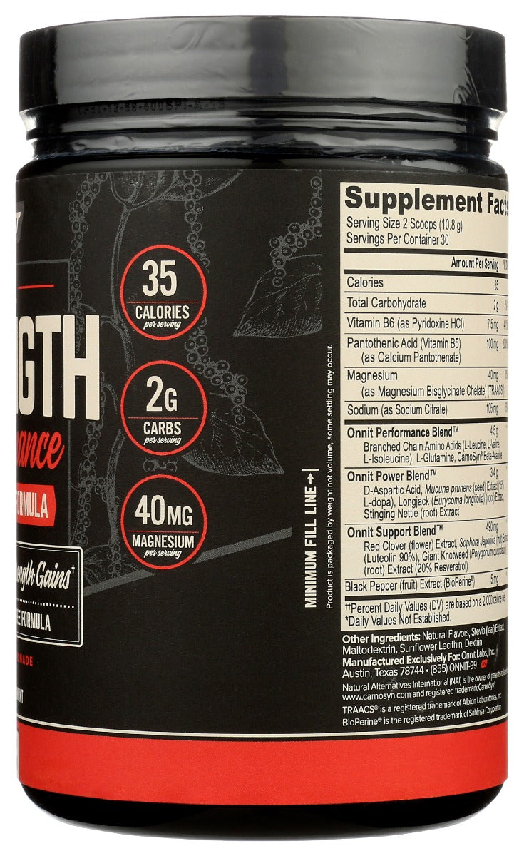 Onnit: Total Strength Performance Strawberry Lemonade, 11 Oz