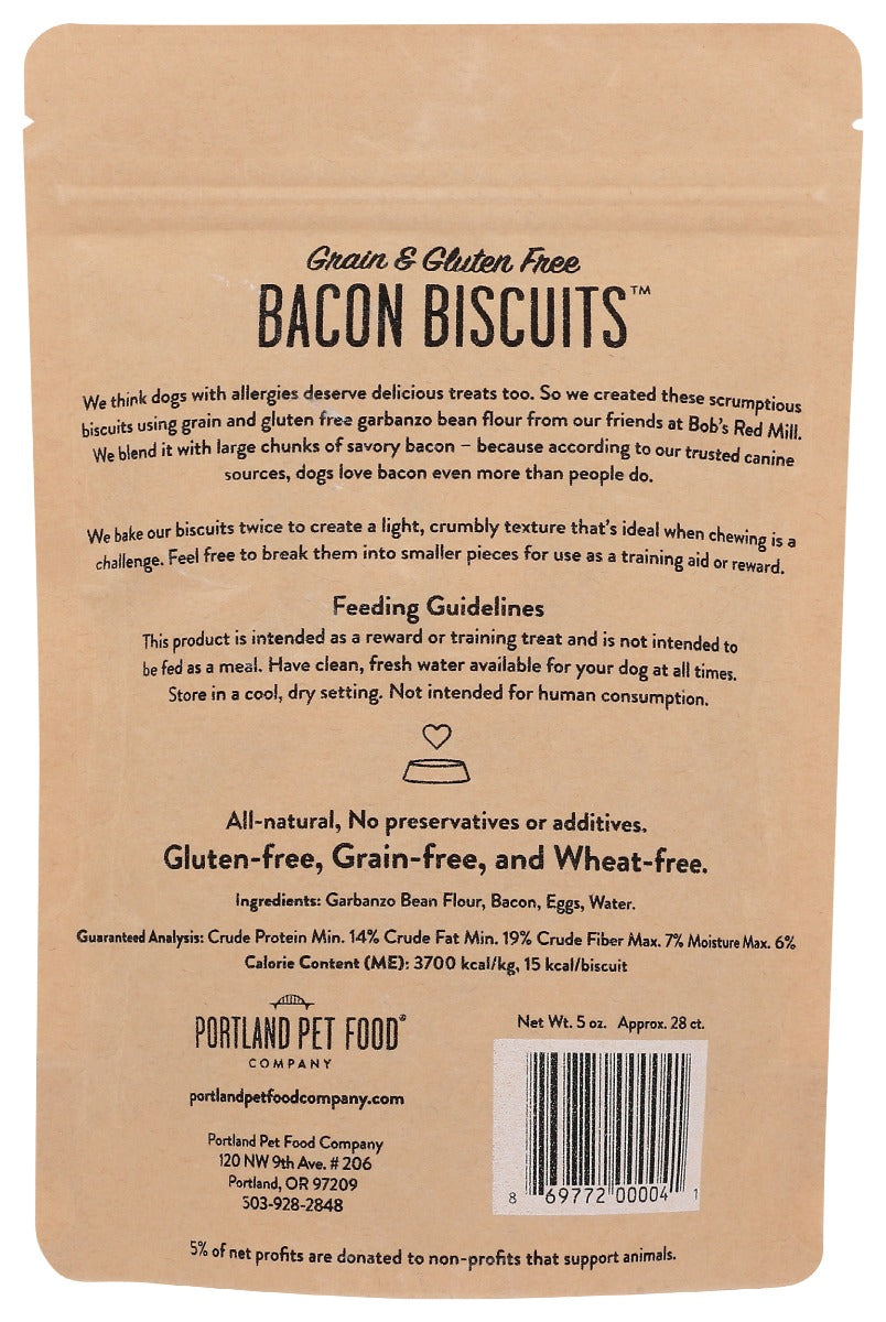 Portland Pet Food Company: Grain And Gluten-Free Bacon Biscuit Dog Treats, 5 Oz