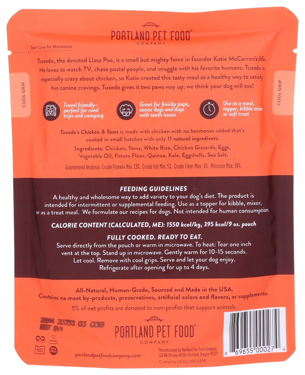 Portland Pet Food Company: Tuxedos Chicken And Yams Meal Pouch, 9 Oz