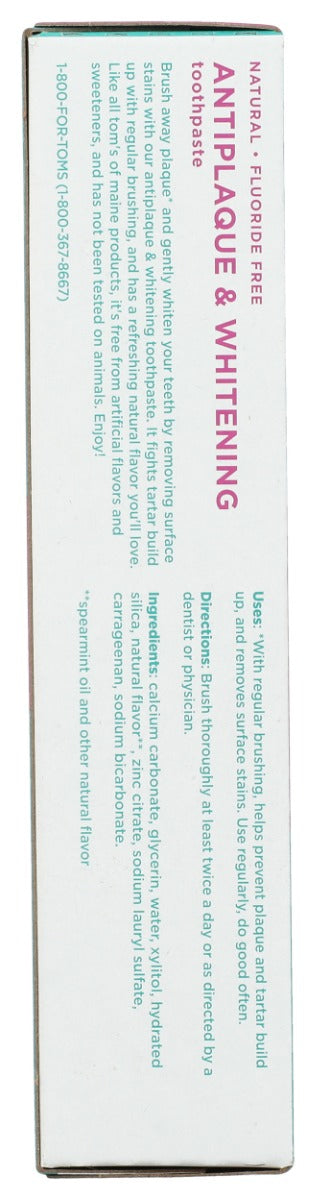 Toms Of Maine: Fluoride Free Antiplaque And Whitening Toothpaste Spearmint, 4.5 Oz