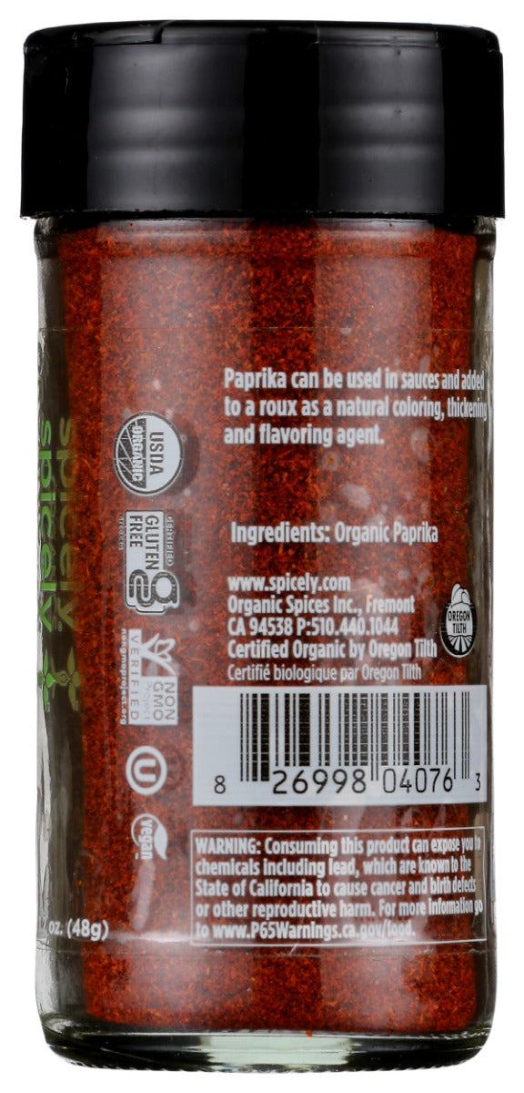 Spicely Organics: Organic Paprika Jar, 1.7 Oz