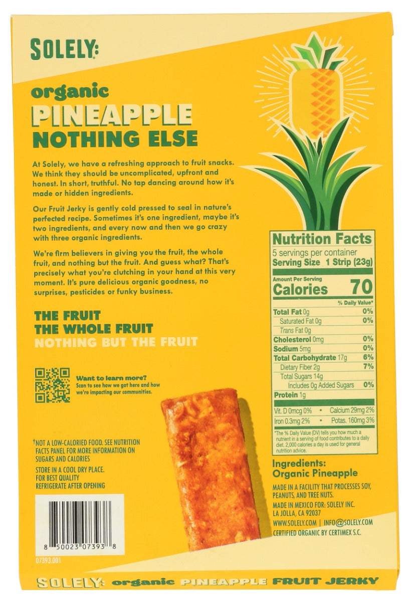 Solely: Organic Pineapple Fruit Jerky Multipack, 4.1 Oz