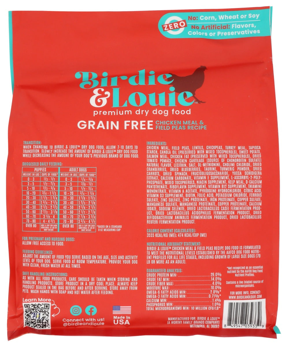 Birdie & Louie: Chicken Meal And Field Peas Recipe Dry Dog Food, 3.5 Lb