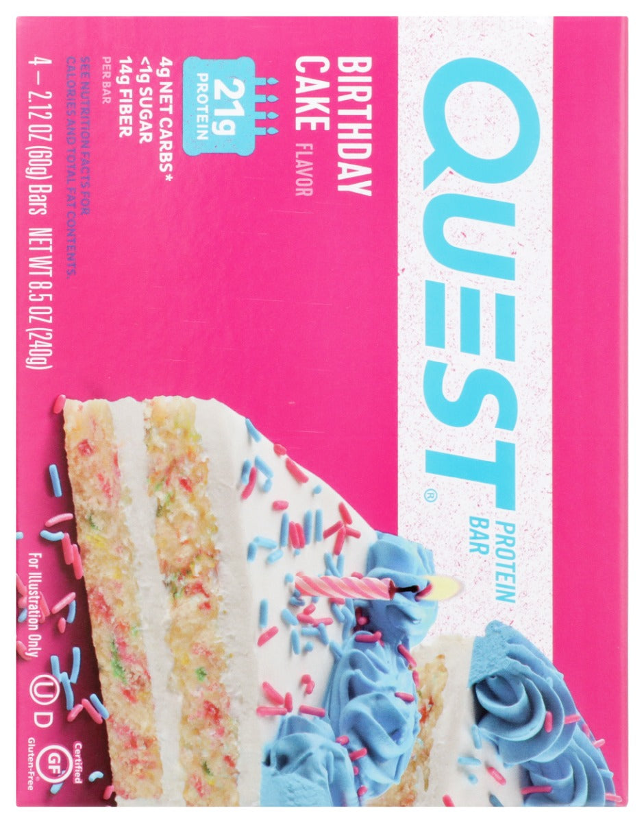 Quest: Birthday Cake Bars 4Pk, 8.5 Oz