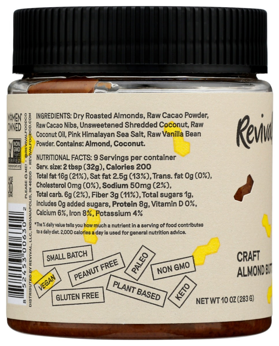 Revival Food Co: Raw Cacao Coconut Almond Butter, 10 Oz