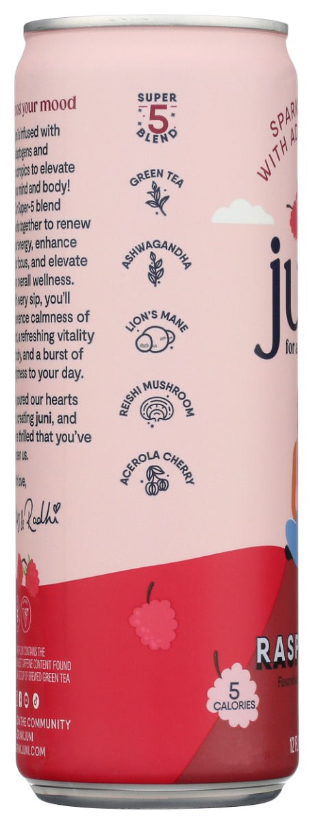 Juni: Raspberry Sparkling Tea With Adaptogens, 12 Fo