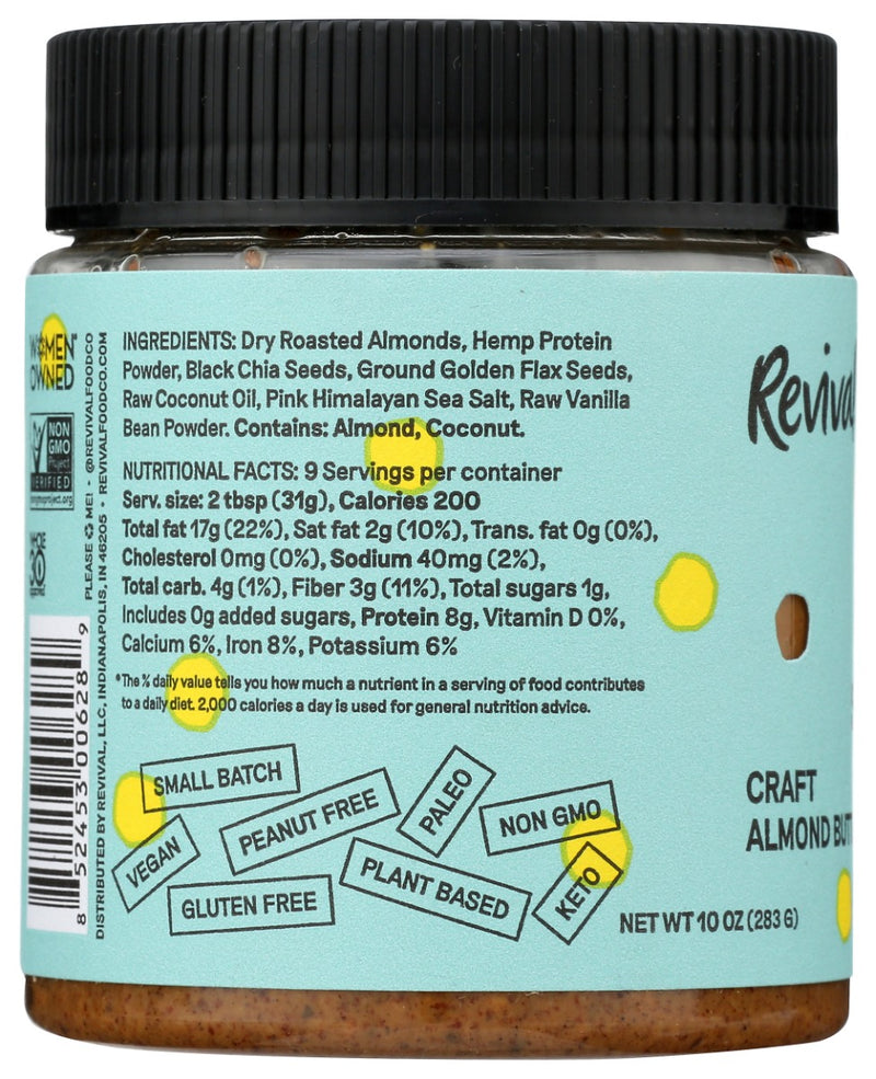 Revival Food Co: Hemp Super Seeds Almond Butter, 10 Oz