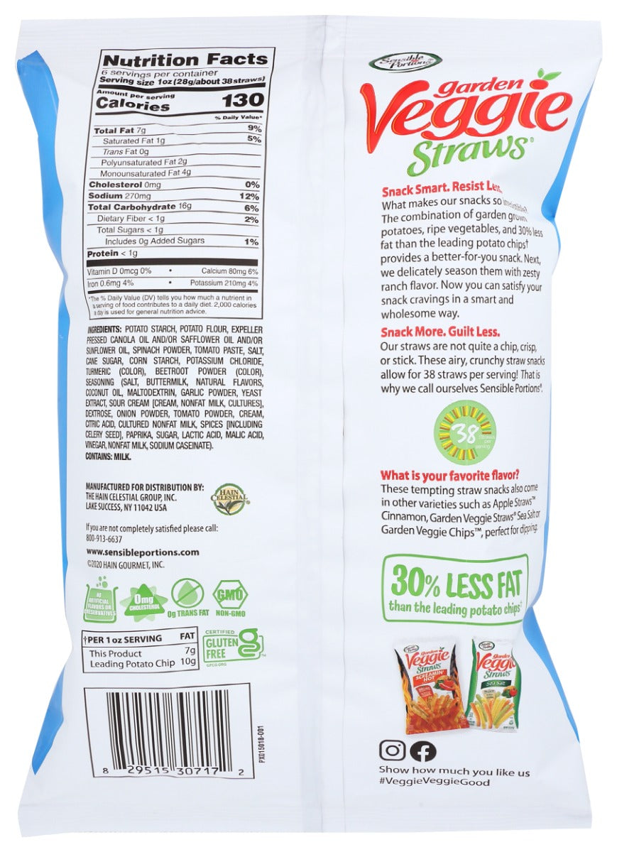 Sensible Portions: Veggie Straws Zesty Ranch, 7 Oz