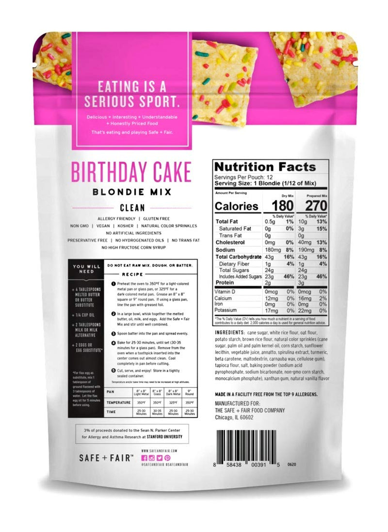 The Safe And Fair Food Company: Birthday Cake Blondie Mix, 20.6 Oz