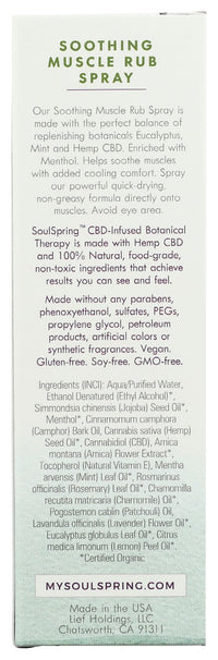 Soulspring: Soothing Muscle Spray Cbd 350Mg, 2 Oz