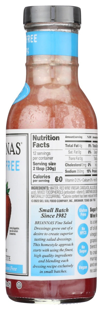 Briannas: Sugar Free Blush Wine Vinaigrette, 12 Oz