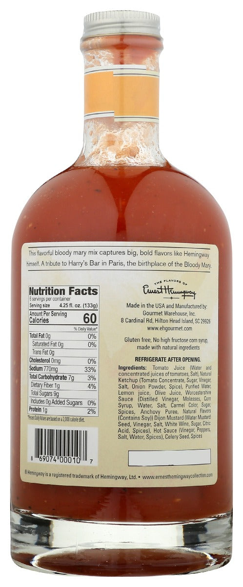 The Flavors Of Ernest Hemingway: The Sun Always Rises Bloody Mary Mix, 750 Ml