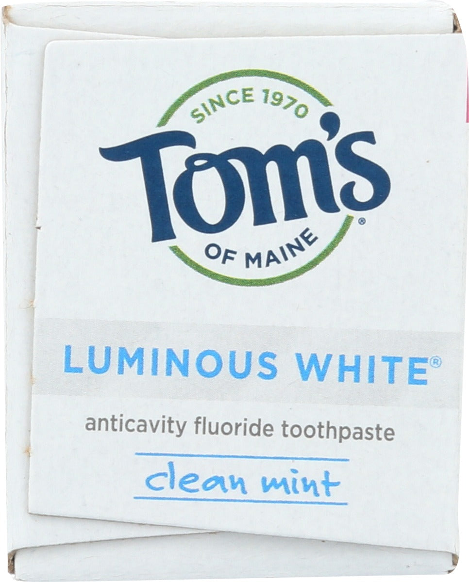 Toms Of Maine: Luminous White Clean Mint Toothpaste, 0.75 Oz