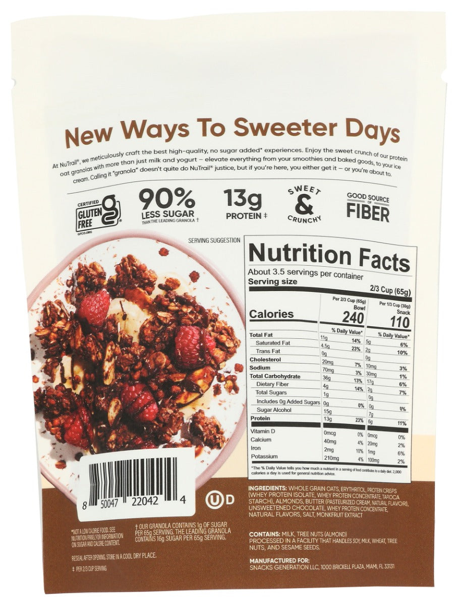 Nutrail: Chocolate Protein Granola, 8 Oz