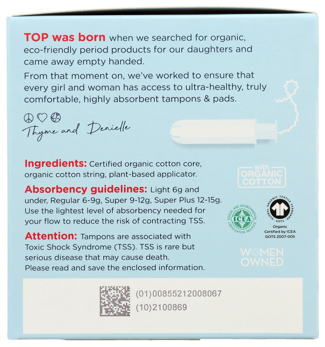 Top The Organic: Organic Cotton Tampons Regular, 16 Ea