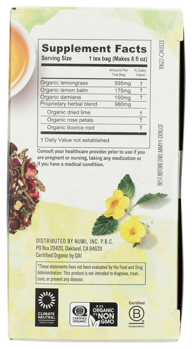 Numi Teas: Damiana Uplift Tea 16Pc, 1.07 Oz