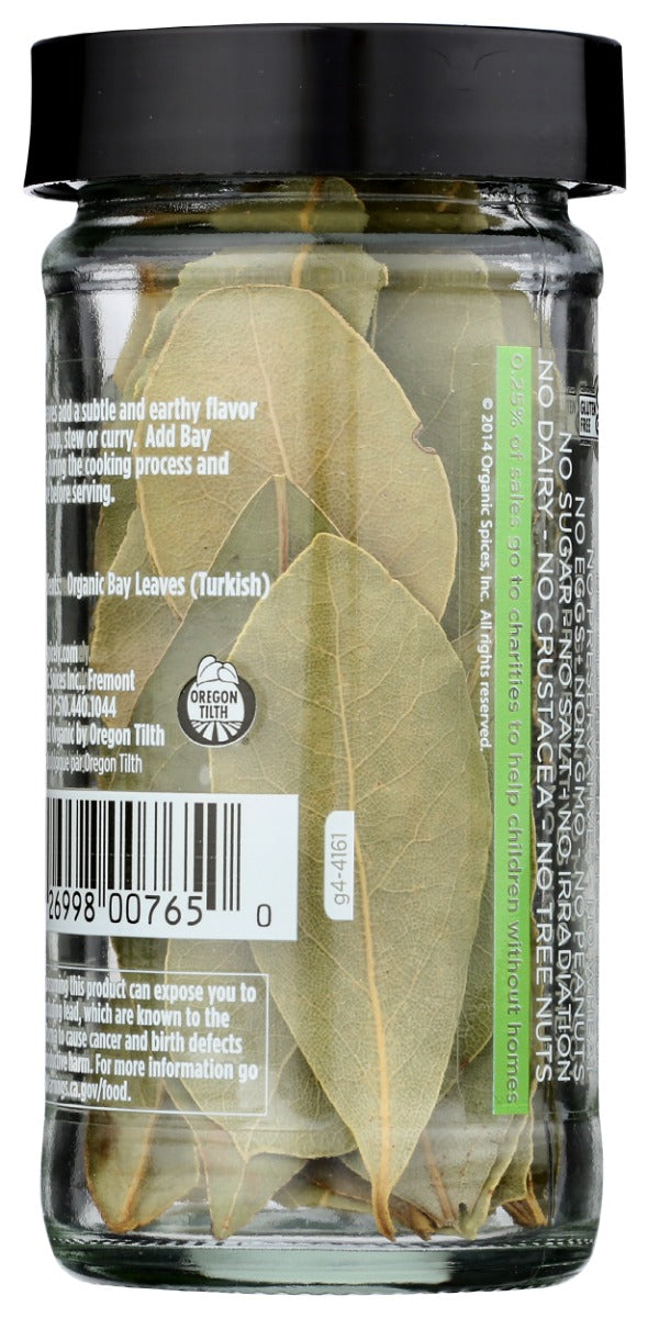 Spicely Organics: Organic Bay Leaves Turkish Jar, 0.09 Oz