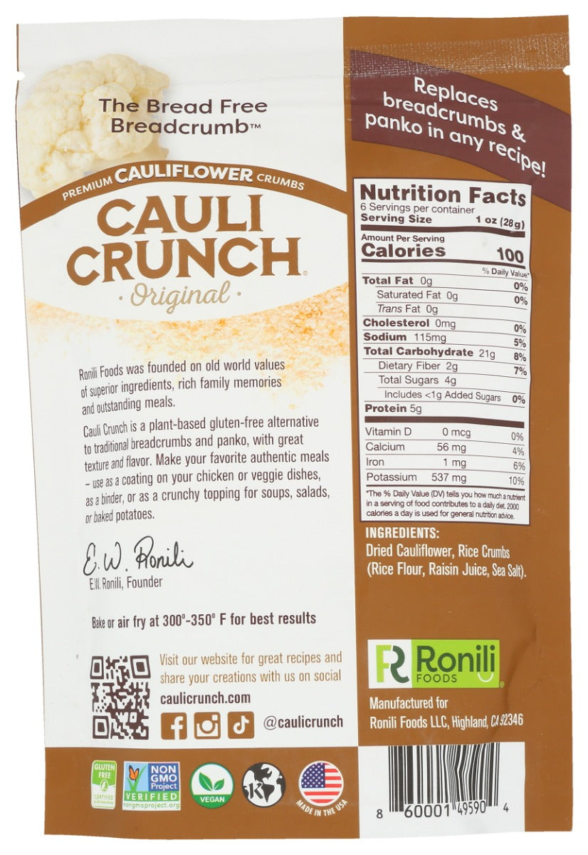 Cauli Crunch: Premium Cauliflower Crumbs Original, 6 Oz